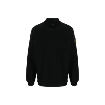 STONE ISLAND Compass Motif Mock Neck Layered Sweatshirt