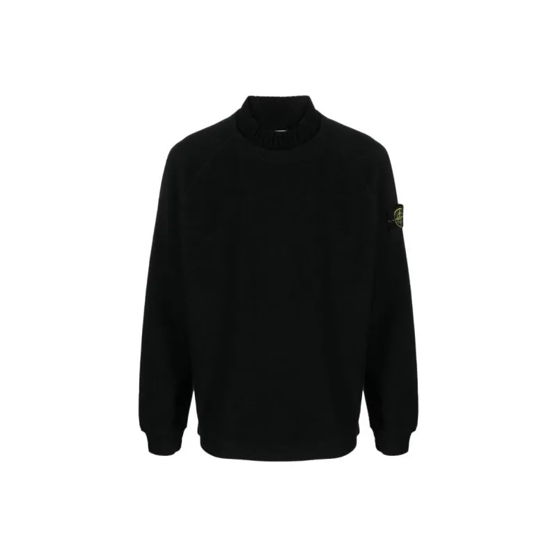 STONE ISLAND Compass Motif Mock Neck Layered Sweatshirt-0