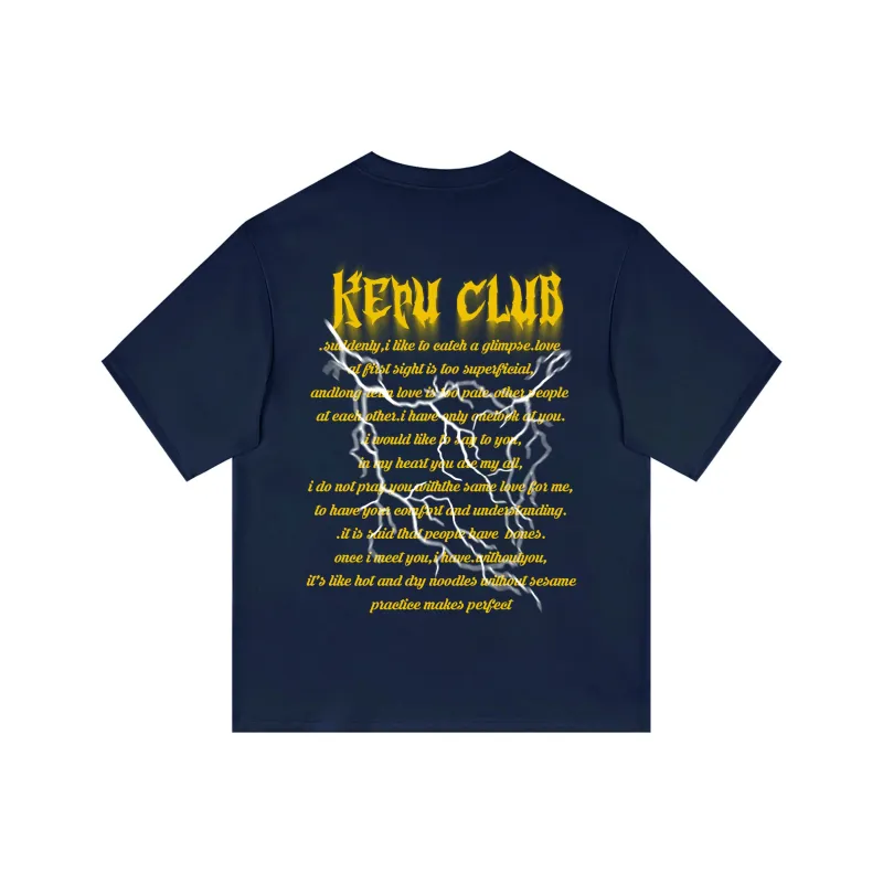 Kepu T Shirt Unisex Navy Blue With Yellow Print-0