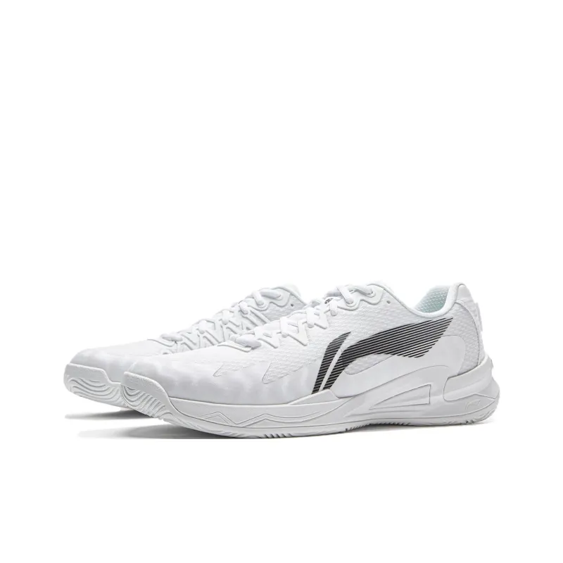 LiNing Anti Slip Wear Resistant Low Top Tennis Shoes Unisex White Black-3