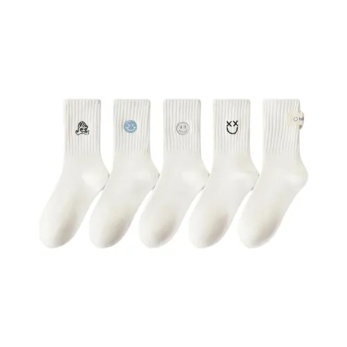 Temooues Mid Calf Socks Unisex 5 Pack