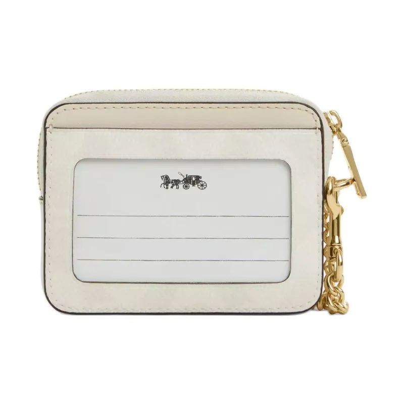 COACH Coated Canvas Card Holder Mini Women's White-1