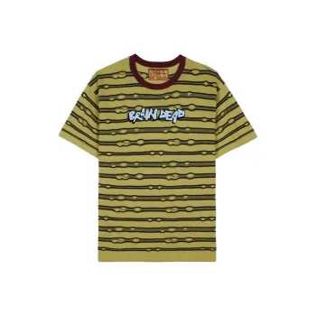 Brain Dead Embroidered Puckered Stripe T Shirt