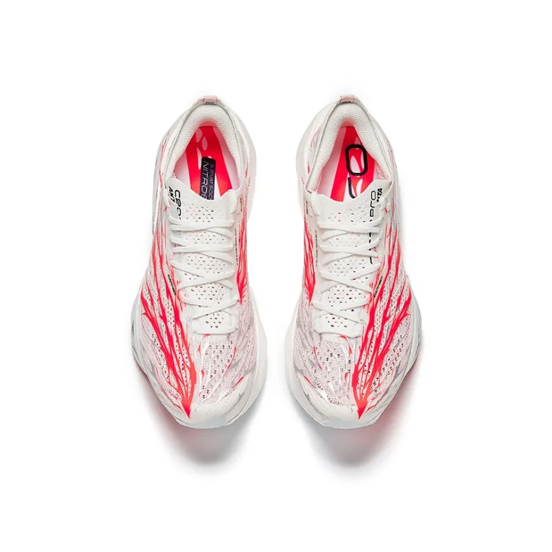 ANTA C202 6.0 PRO Running Shoes Women's Low Top Papyrus White, Neon Bright Dark Red, Silver-2