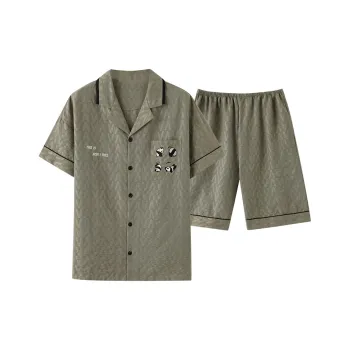 XIAFENYAN Pajama Set Men's Olive Green