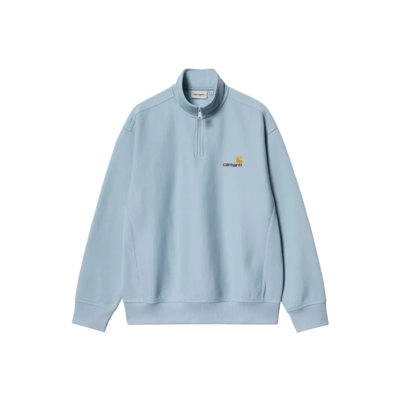 Carhartt WIP Half Zip American Script Sweatshirt Men's Light Blue-0