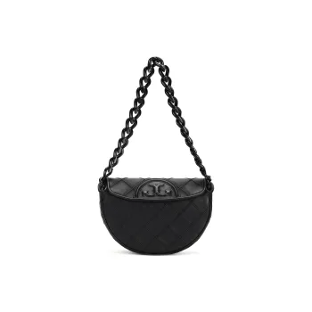 TORY BURCH Fleming Calfskin Crescent Bag Shoulder Bag Mini Women's Black