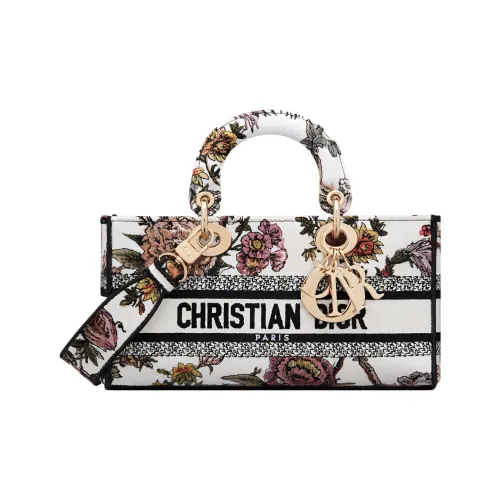 DIOR Lady D Joy Embroidery Lady Dior Bag, Shoulder Bag, Crossbody Bag, Handbag Medium Size Women's White/Multicolor