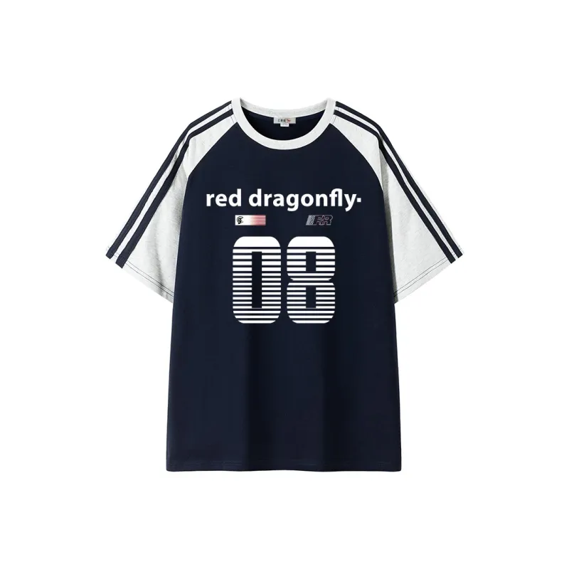 RED DRAGONFLY T Shirt Unisex Black & White-2