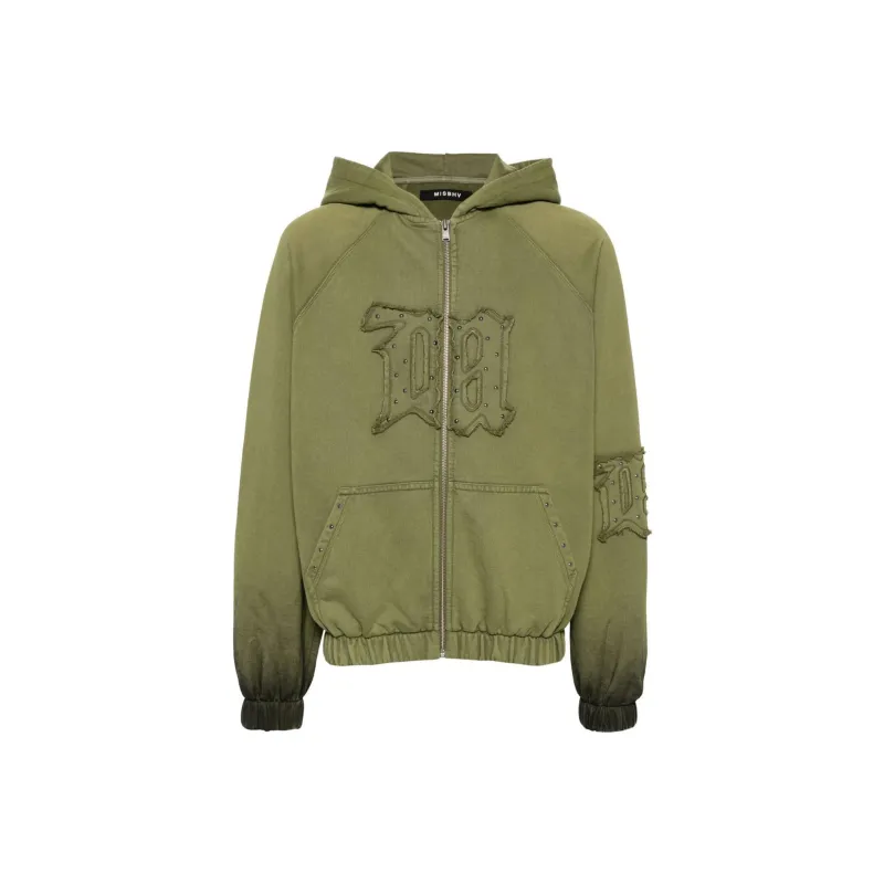 Misbhv Logo-patch Zip-up Cotton Hoodie-0