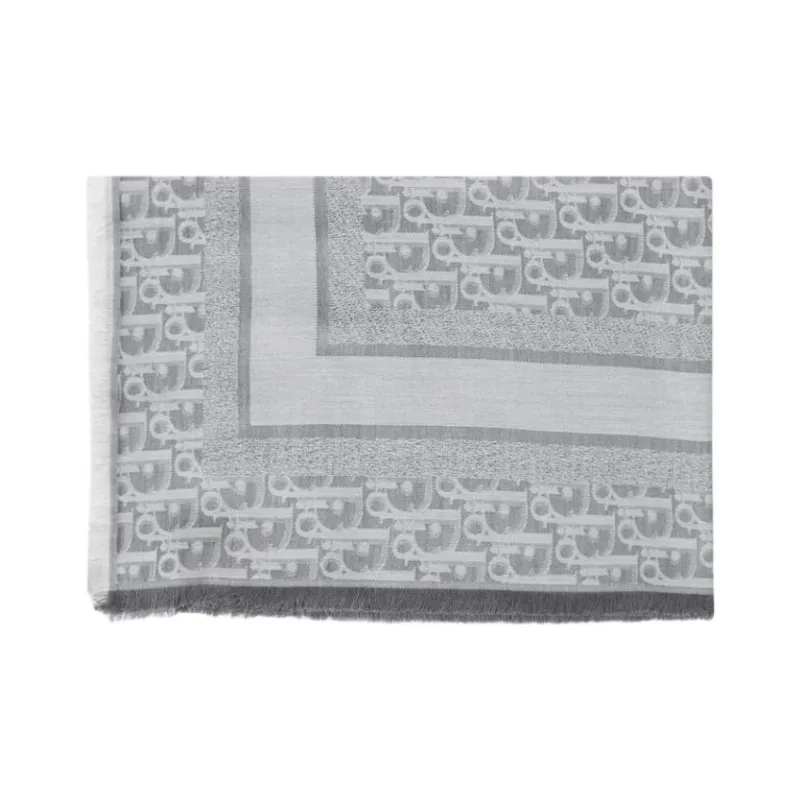 DIOR Silk, Wool, Cashmere, Silk Knit Scarves Women's Gray-2