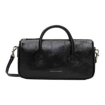 MARGESHERWOOD Pleated Leather Shoulder Bag, Crossbody Bag, Handbag Small Size Women's Black