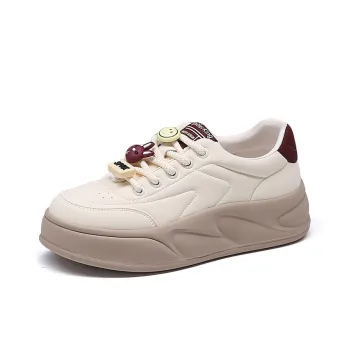 Spider King Low Top Skateboard Shoes Women's Beige Red