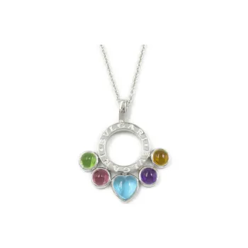 BVLGARI 2010s 18K White Gold Allegra Multi stone Necklace