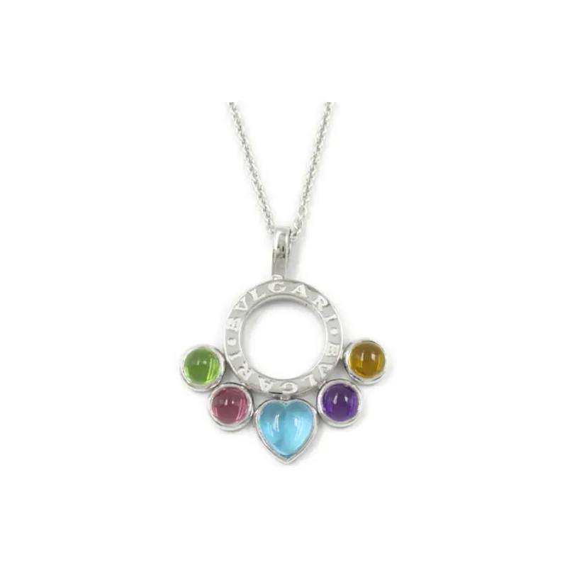 BVLGARI 2010s 18K White Gold Allegra Multi stone Necklace-0