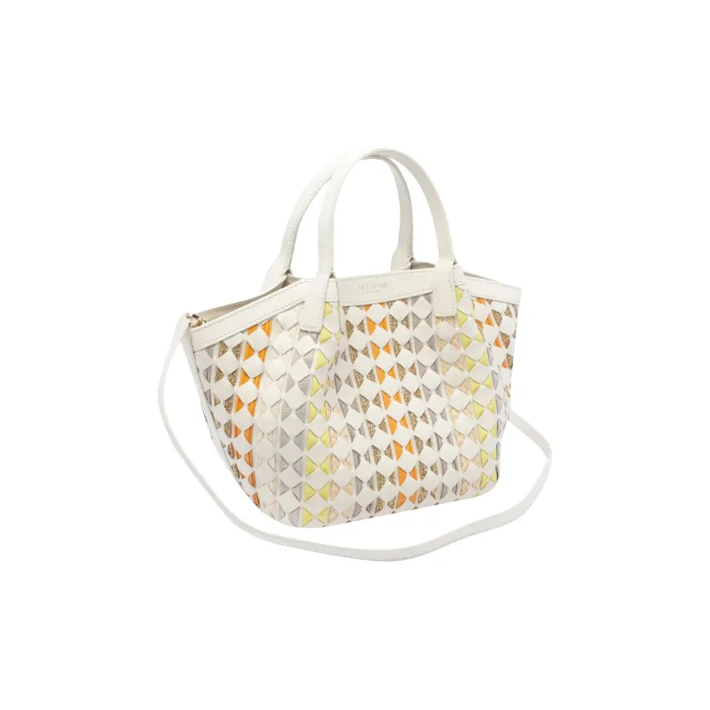 Serapian Lambskin Tote Bag, Shopping Bag, Shoulder Bag, Crossbody Bag, Handbag Mini Women's White-1
