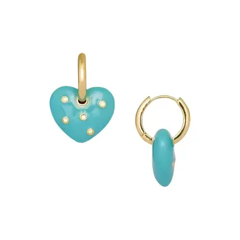 Oups! Museum Adventure Collection Gold Plated Heart Shaped Pendant, Fashion Versatile Hoop Earrings Women's