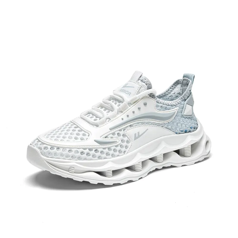 WARRIOR Ride The Wind And Waves Series Running Shoes Unisex Low Top White Gray/White Blue-2