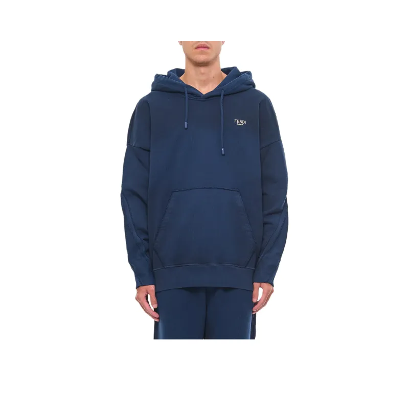 FENDI Logo Lettering Drawstring Hoodie-4