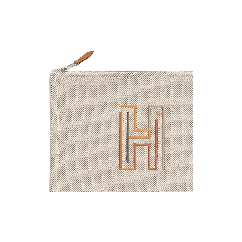 HERMES Cotton Storage Bag Small Size Unisex 05 Argente Silver-2
