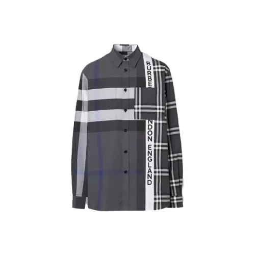 Burberry Shirts Men Gray Black