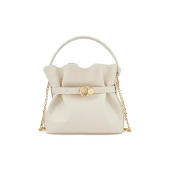 ELLE Split Cow Leather Handbag Women's White/Black