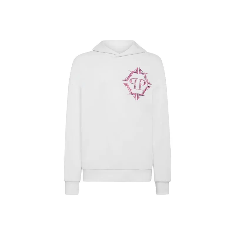 PHILIPP PLEIN Chrome Logo print Cotton Hoodie-0