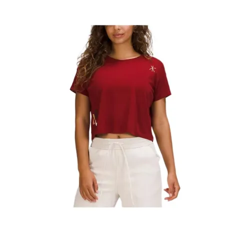 Lululemon Team Canada Drop Shoulder Sleeve T-Shirt Unisex Deep Sports Red