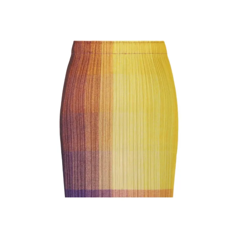 PLEATS PLEASE ISSEY MIYAKE Casual Long Skirt Women's Yellow-6