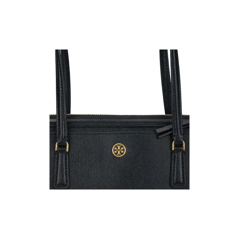 TORY BURCH Robinson Leather Tote Bag, Shopping Bag, Shoulder Bag, Handbag Women's Black-4
