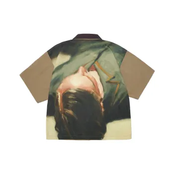 UNVESNO SS21 Figure Print Shirt Spring Summer Unisex Brown