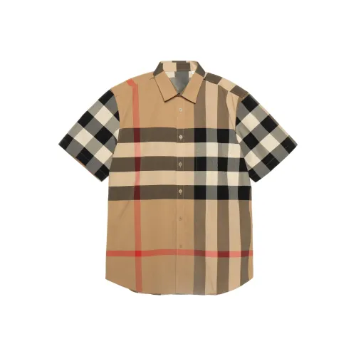 Burberry Check Stretch Poplin Short Sleeve Shirt