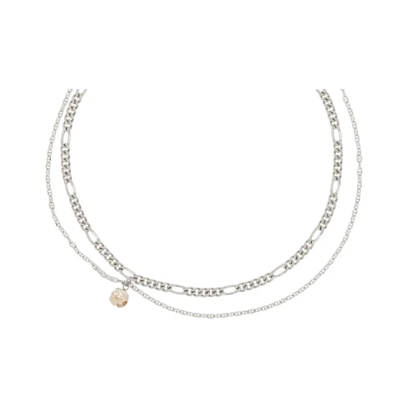 JUSTINE CLENQUET Brass, Crystal Necklaces Women's Silver-1