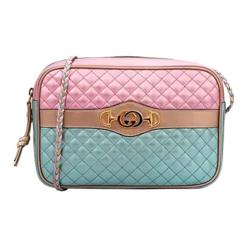 GUCCI Cow Leather Camera Bag Shoulder Bag Crossbody Bag Women's Pink/Light Blue/Gold