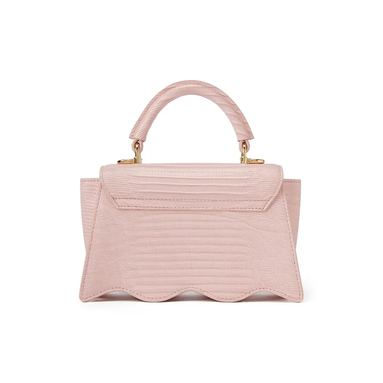ELLE Cow Leather Handbag Women's Light Gray/Pink-5
