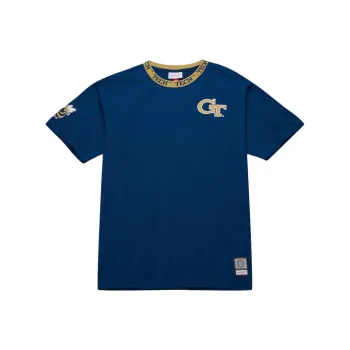 Mitchell & Ness Georgia Tech Yellow Jackets Jacquard Ringer T Shirt Men's Marine Blue