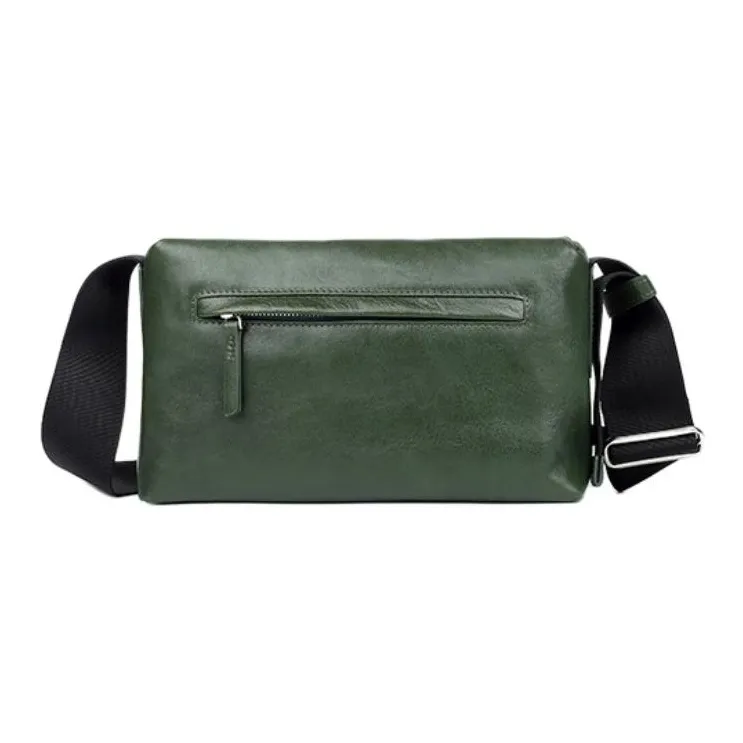 LARTIGENT Cow Leather Shoulder Bag, Crossbody Bag Men's Green/Brown-3