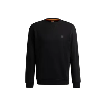 HUGO BOSS Cotton Terry Relaxed Fit Sweatshirt With Logo Patch Sweatshirt Men's Black