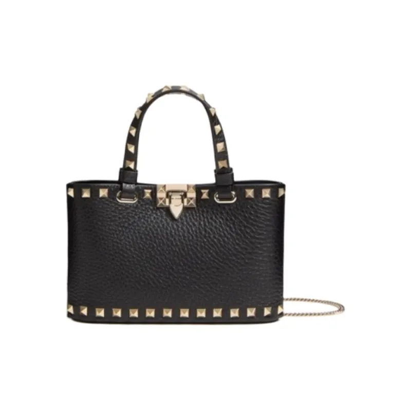 Valentino ROCKSTUD Cow Leather Handbag Mini Women's Black-0