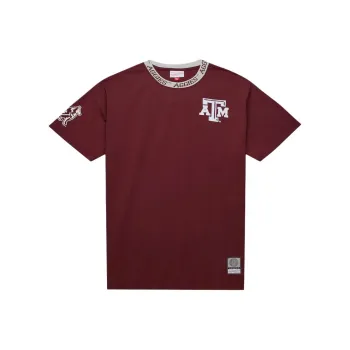Mitchell & Ness Texas A&M Aggies Jacquard Ringer T Shirt Men's Chestnut