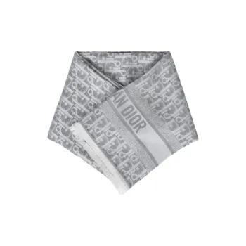 DIOR Silk, Wool, Cashmere, Silk Knit Scarves Women's Gray