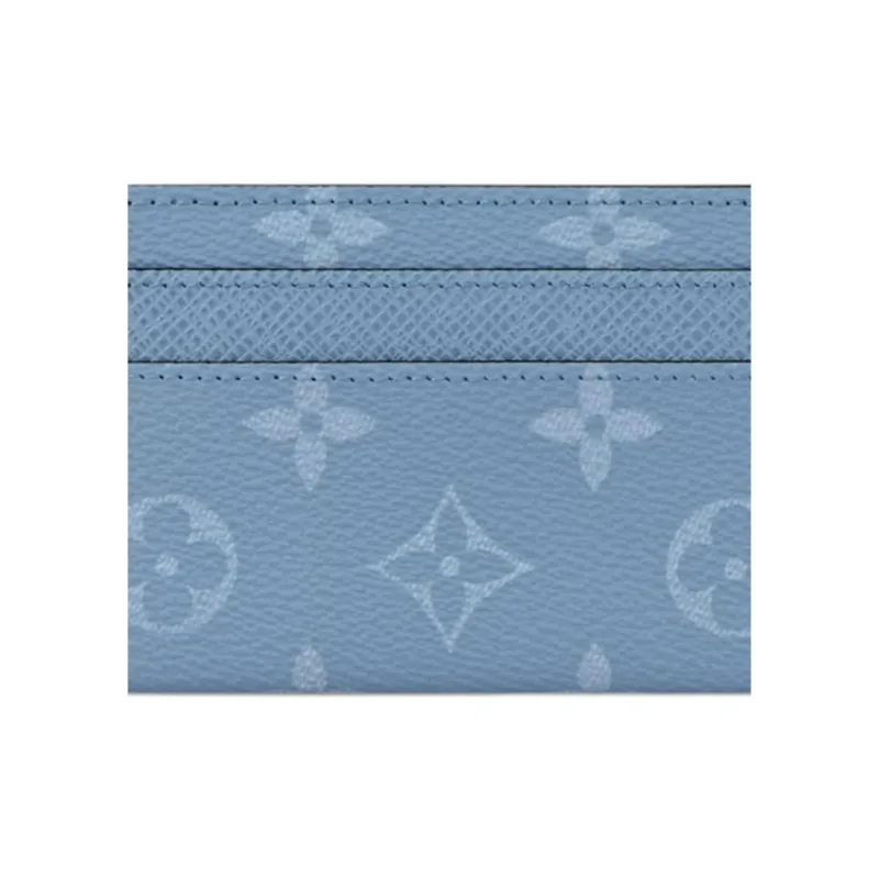 LOUIS VUITTON Taigarama Cow Leather Card Holder Regular Women's Sky Blue-4