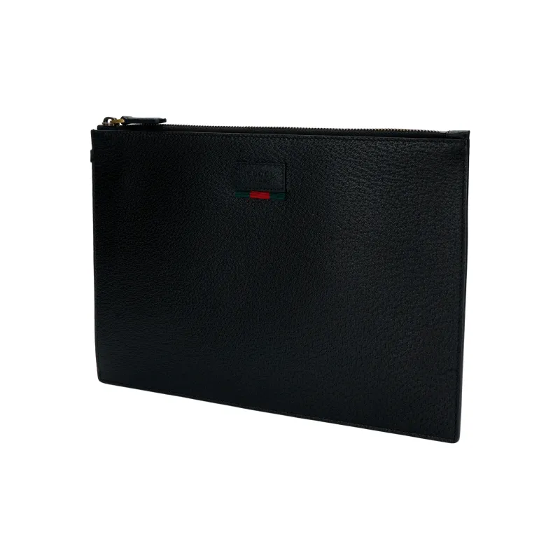 GUCCI Leather Briefcase Clutch Regular Men's Black-1
