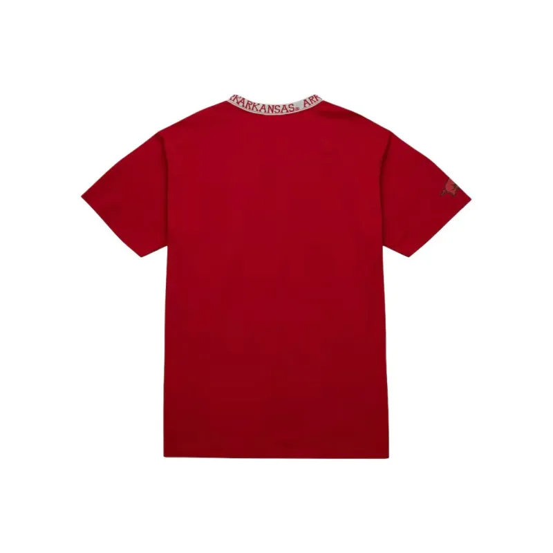 Mitchell & Ness x NCAA Arkansas Razorbacks Jacquard Ringer T Shirt Men's Red-1