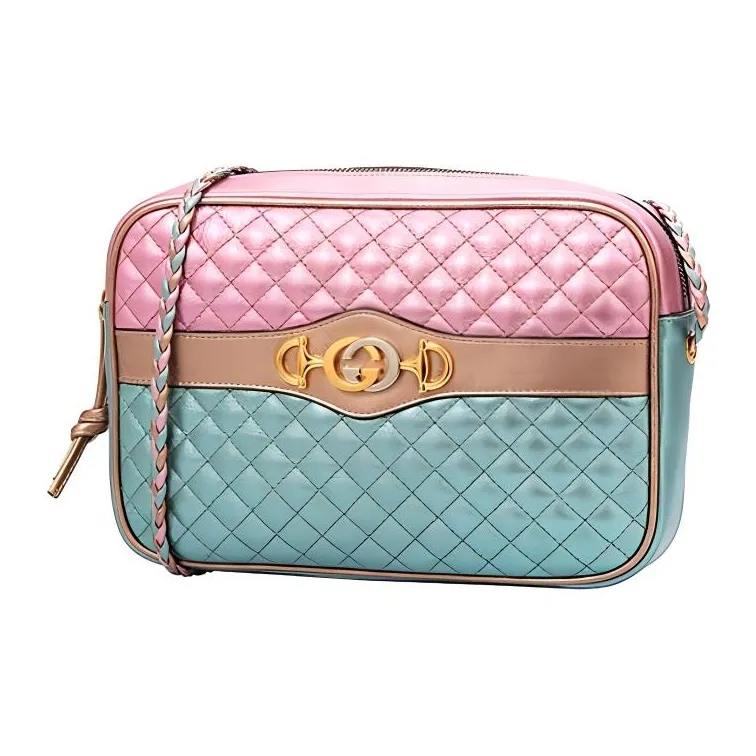 GUCCI Cow Leather Camera Bag Shoulder Bag Crossbody Bag Women's Pink/Light Blue/Gold-1