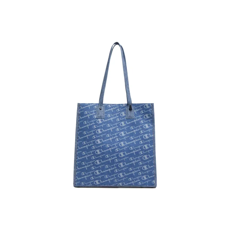 Champion Fabric Tote Bag, Shoulder Bag Unisex Light Blue Denim/Dark Blue Denim-3