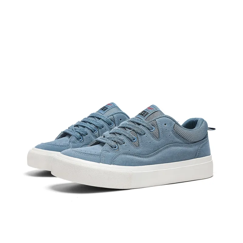 OUGLEMEN Slip Resistant Cushioning Impact Resistance Wear Resistant Low Top Skateboard Shoes Men's Haze Blue Box-2