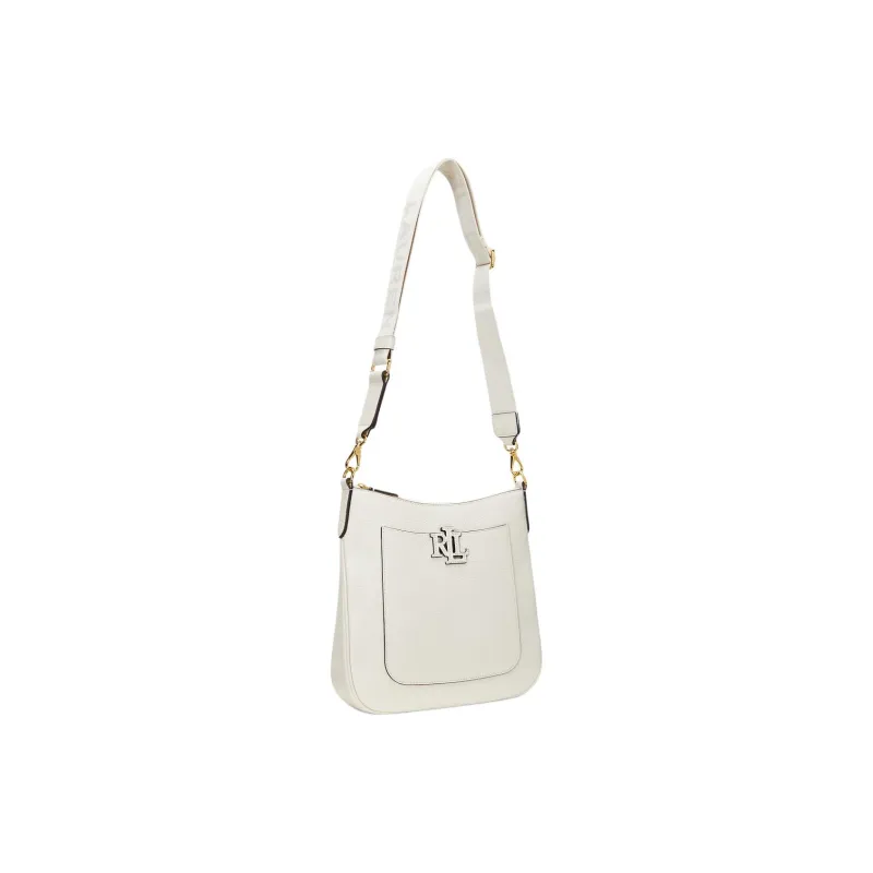 Polo Ralph Lauren Cow Leather Shoulder Bag, Crossbody Bag Large Size Women's White-1