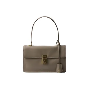 PRADA Soft Sound Cow Leather Shoulder Bag Medium Size Women's Gray