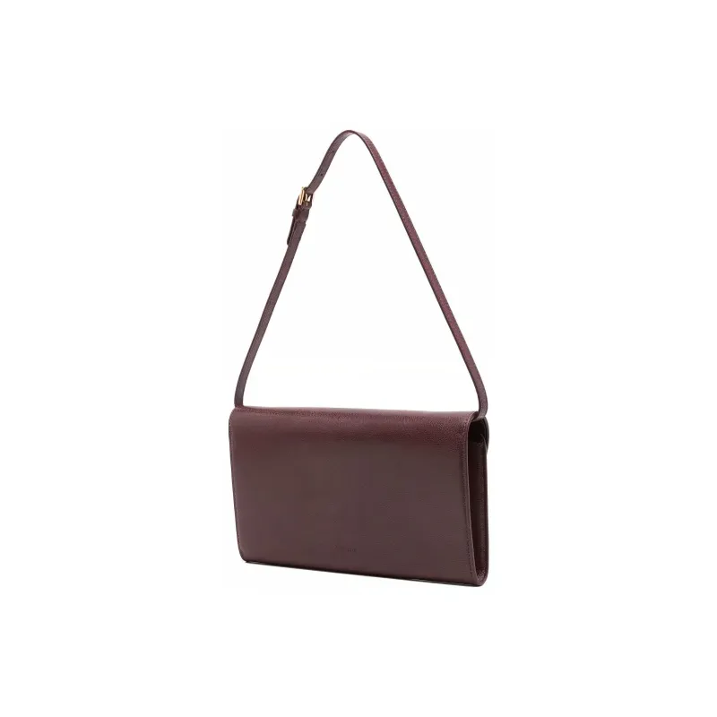 THE ROW Cow Leather Clutch Shoulder Bag Unisex Burgundy-1